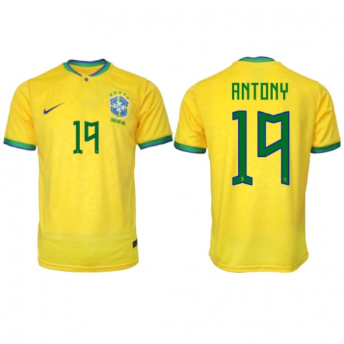 Fotballdrakt Herre Brasil Antony #19 Hjemmedrakt VM 2022 Kortermet
